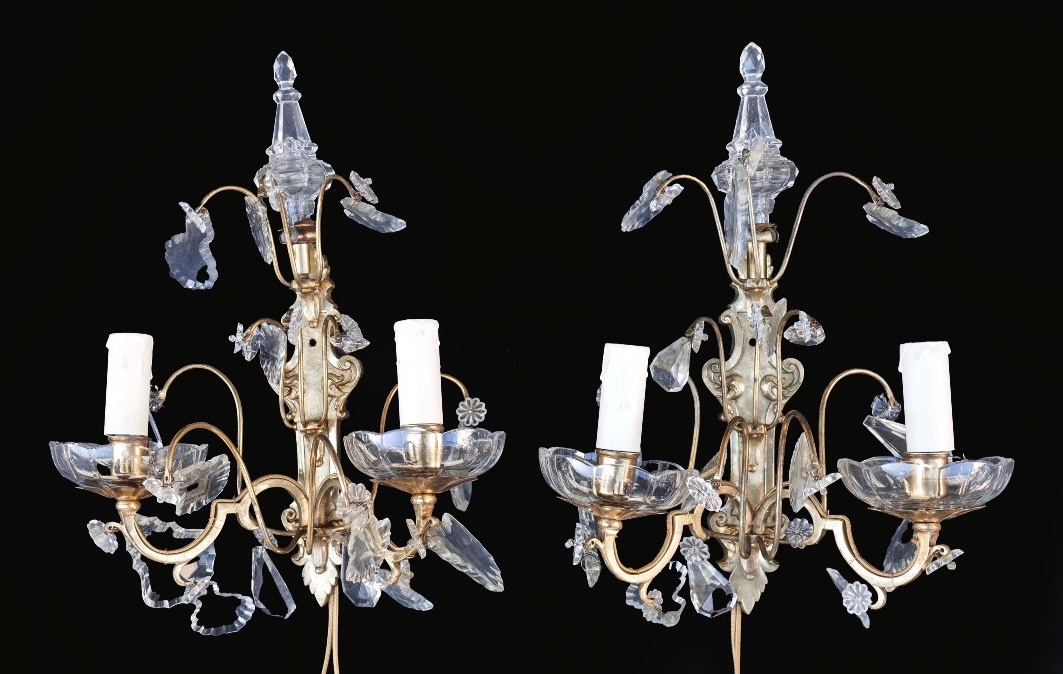 Pair Of Gilt Brass Sconces, 20th Century