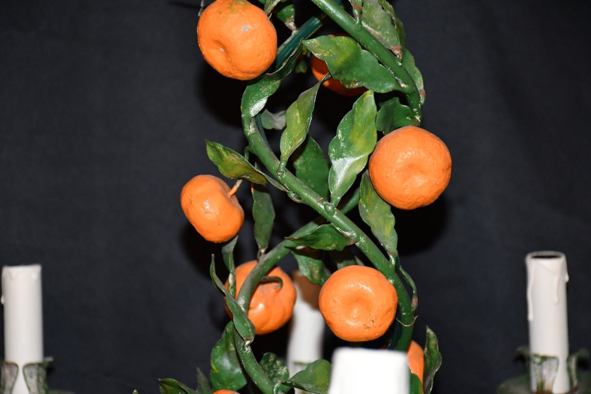 LUSTRE EN FER GARNI DE  MANDARINES-photo-2