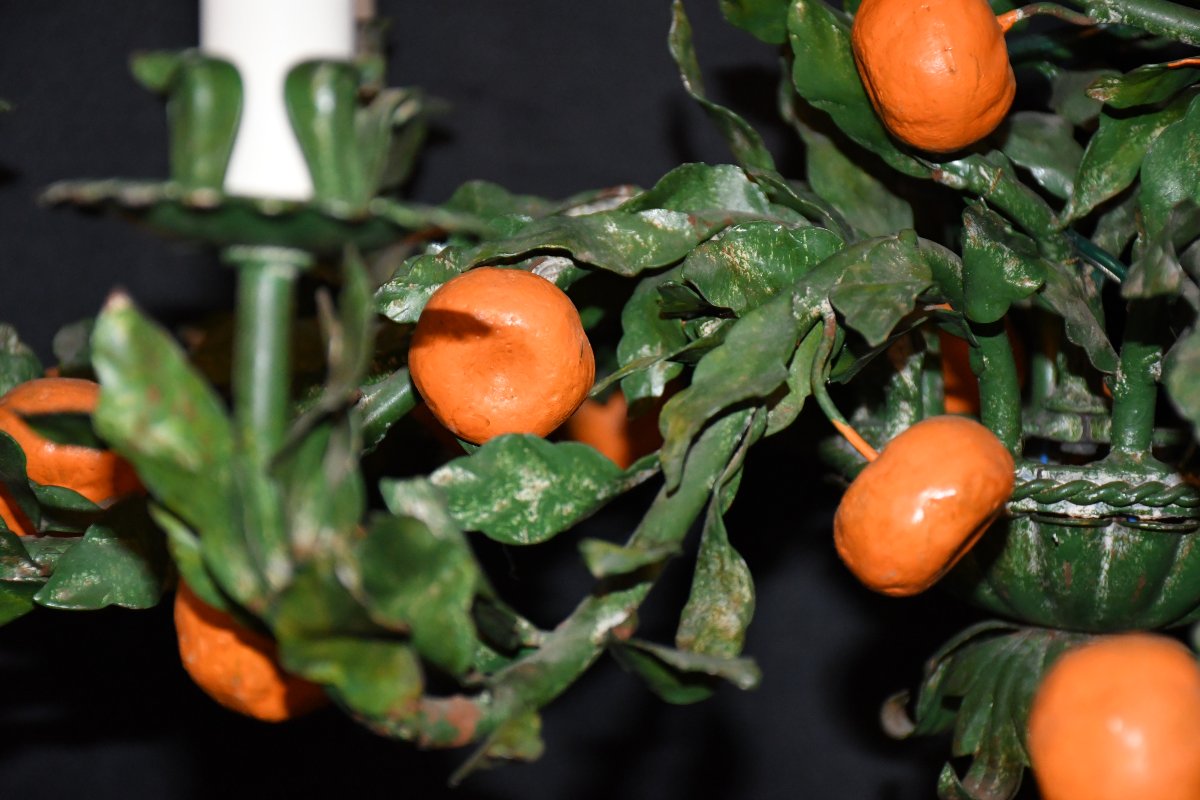 LUSTRE EN FER GARNI DE  MANDARINES-photo-3