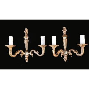 Paire d'appliques en bronze, XIXème