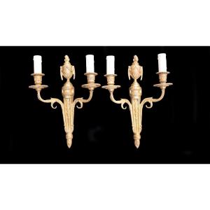 Paire d'Appliques En Bronze, XIXème