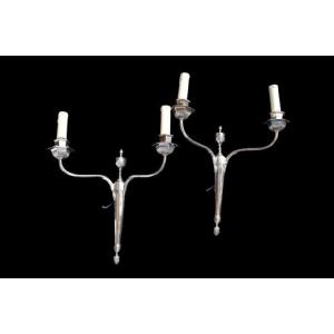 Pair Of Silvered Bronze Wall Sconces