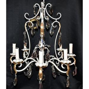 LUSTRE FER PATINE BLANC