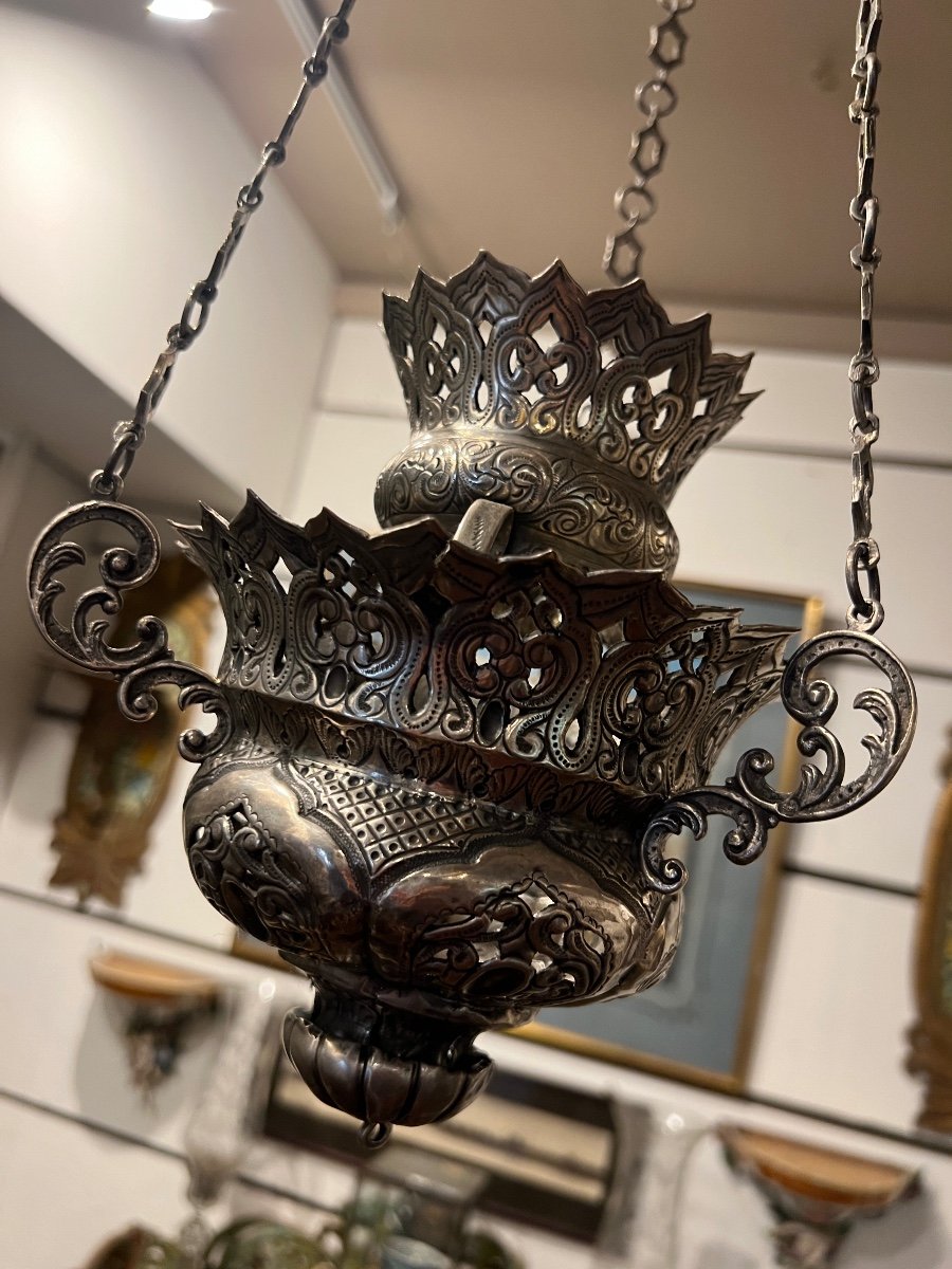 Ottoman Lantern In Sterling Silver 19th Century-photo-2