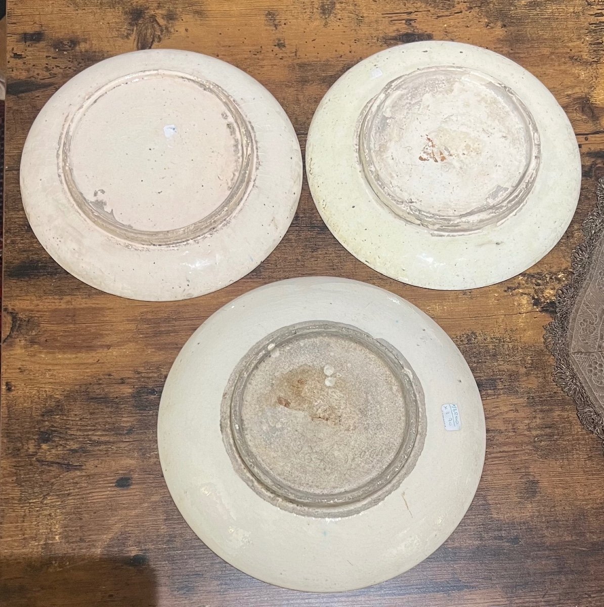 Three. Ceramic Plates From Kutahya, Ottoman Late 19th Century-photo-2