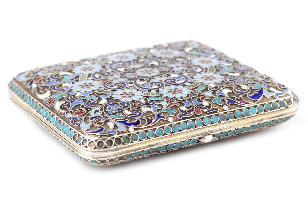Tabatière russe en argent cloisonné par Andrey Postnikov -photo-4
