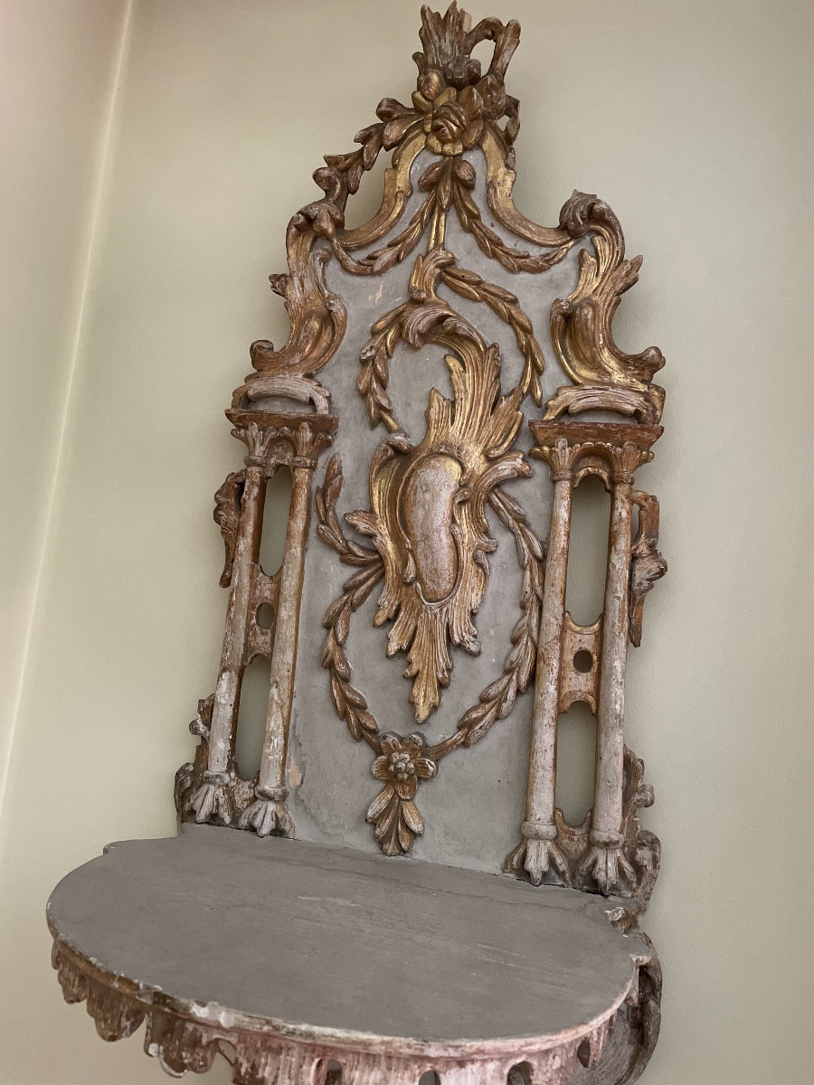 Porte turban Ottoman en bois peinte et doré 18eme siècle -photo-3