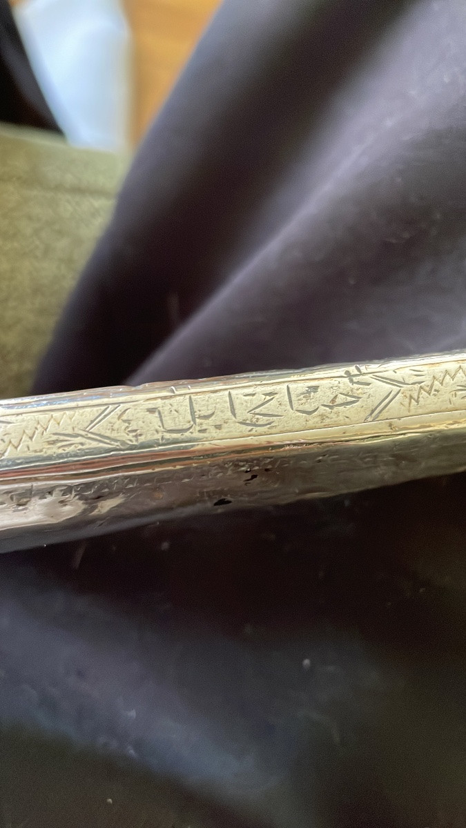 Rare épée Ottoman en argent dit shimshire poinçon tugra Mahmut II-photo-2