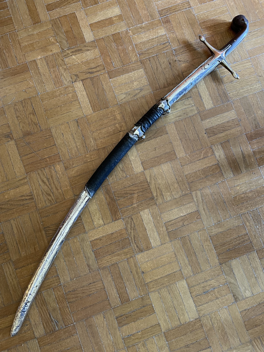 Rare épée Ottoman en argent dit shimshire poinçon tugra Mahmut II