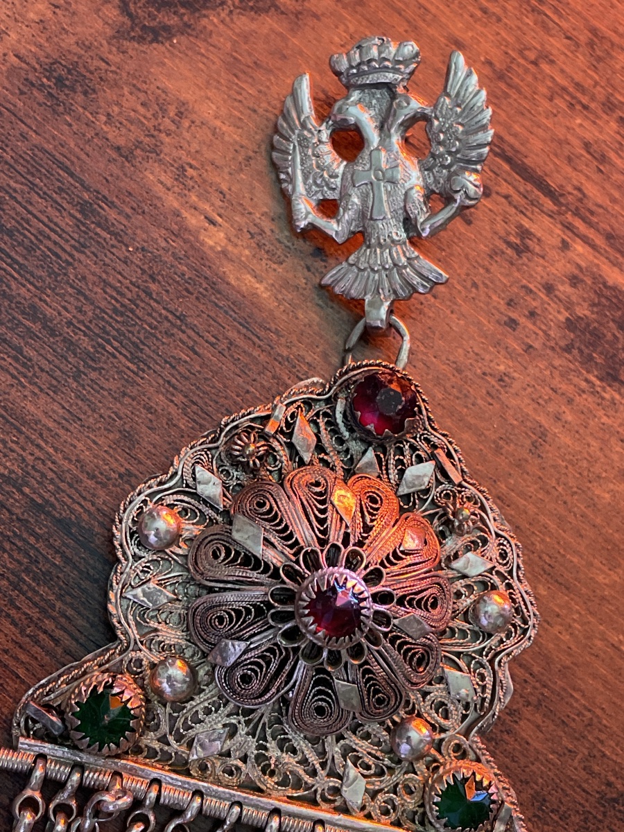 Greek Cross-shaped Pectoral In Filigree Silver -photo-2