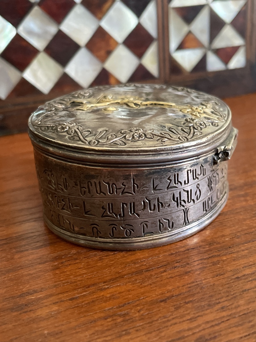 Silver Communion Box, Dated 1809 (ottoman Armenian)-photo-3