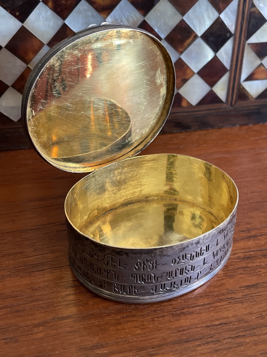 Silver Communion Box, Dated 1809 (ottoman Armenian)-photo-1