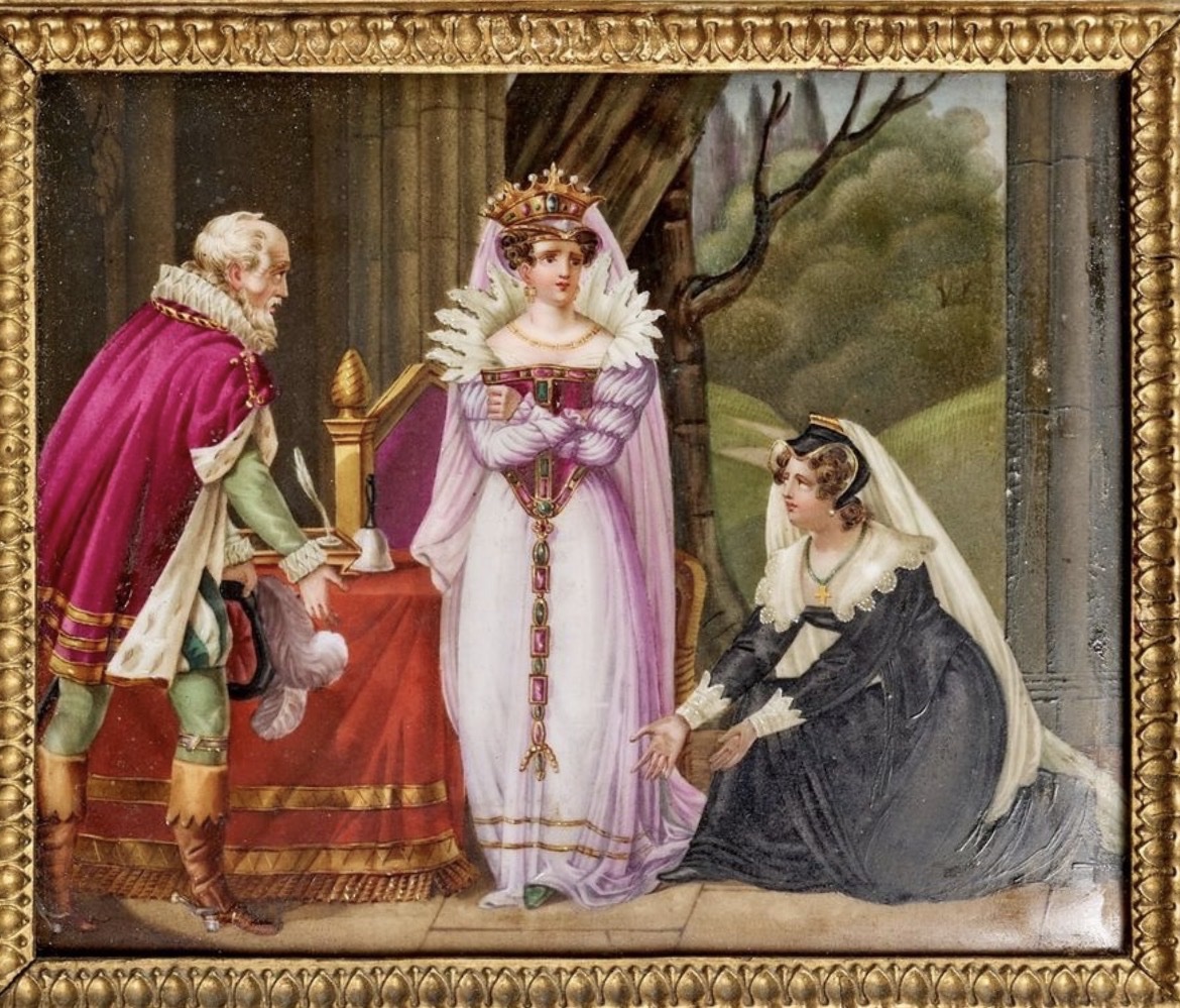 Plaque de porcelaine peinte ( Marie Stuart Reine d’Angleterre ) 19eme siècle -photo-2