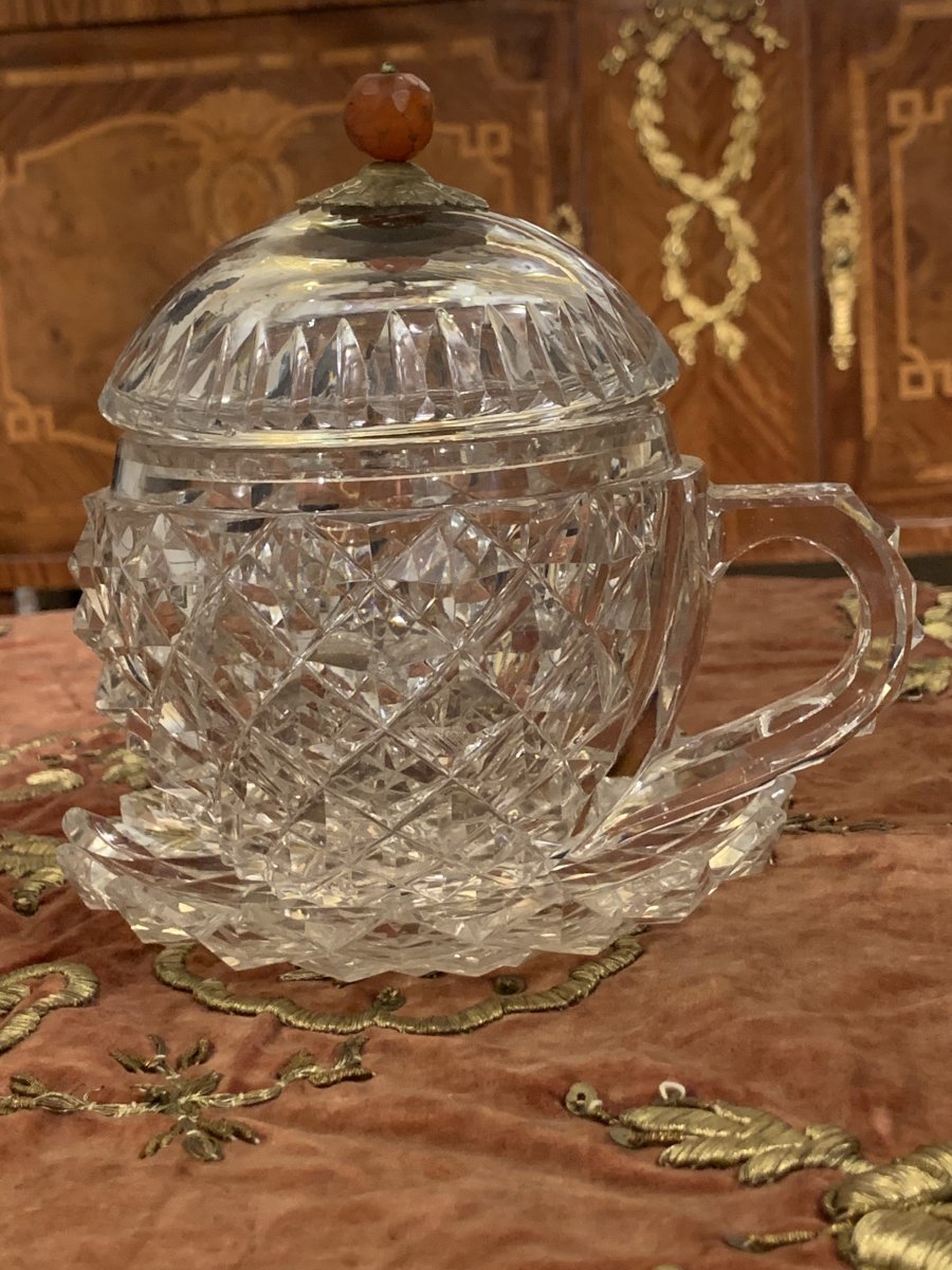 Tasse Sous Tasse En Cristal Marché Ottoman Fin Du 19e Siècle -photo-4