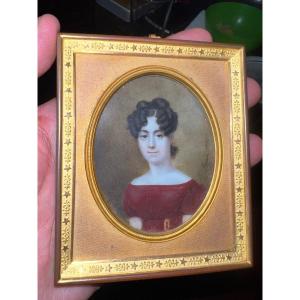 Miniature Portrait Of Woman By Pierre Brun Dated 1826