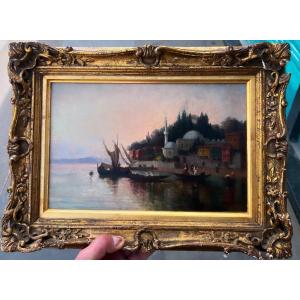 Oil On Canvas Bosphorus Constantinople Istanbul 