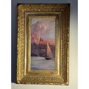 View Of The Bosphorus In Constantinople By Fausto Zonaro