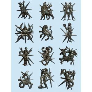 12 grande signes du zodiaque en metal 1950