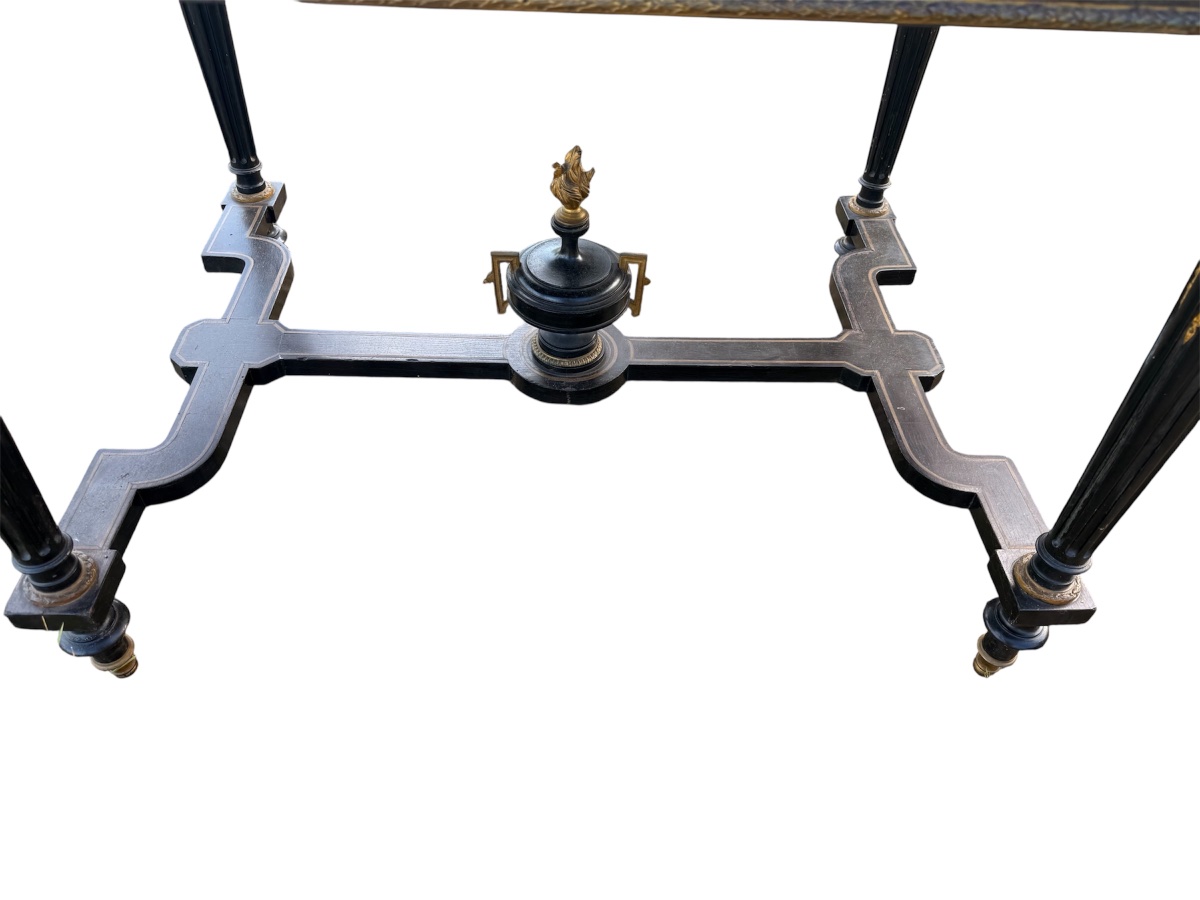 Napoleon III Middle Desk Blackened Wood And Brass 19th Century-photo-2