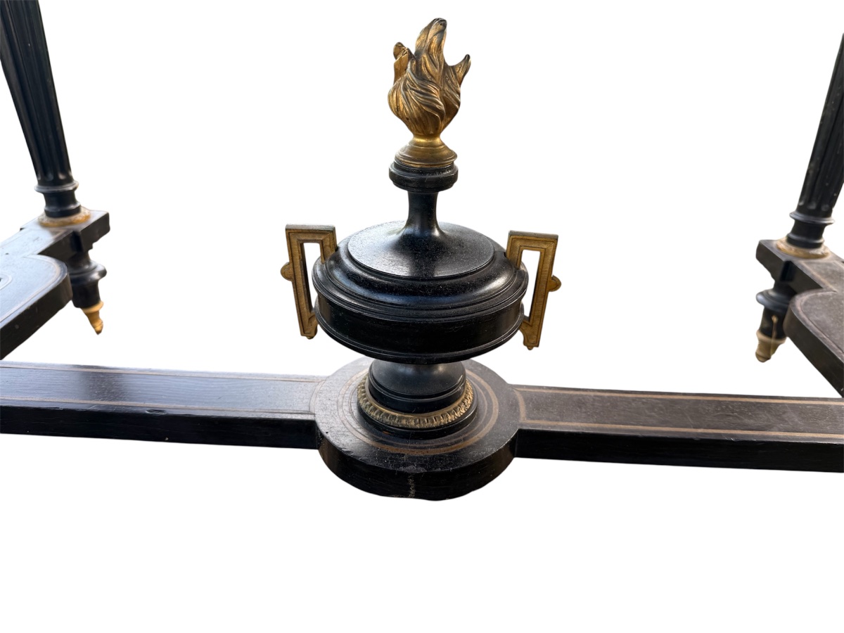 Napoleon III Middle Desk Blackened Wood And Brass 19th Century-photo-3