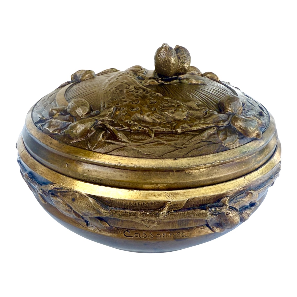 Boîte à Bijoux  en Bronze Doré Art Nouveau  Signée Cassonnet-photo-2