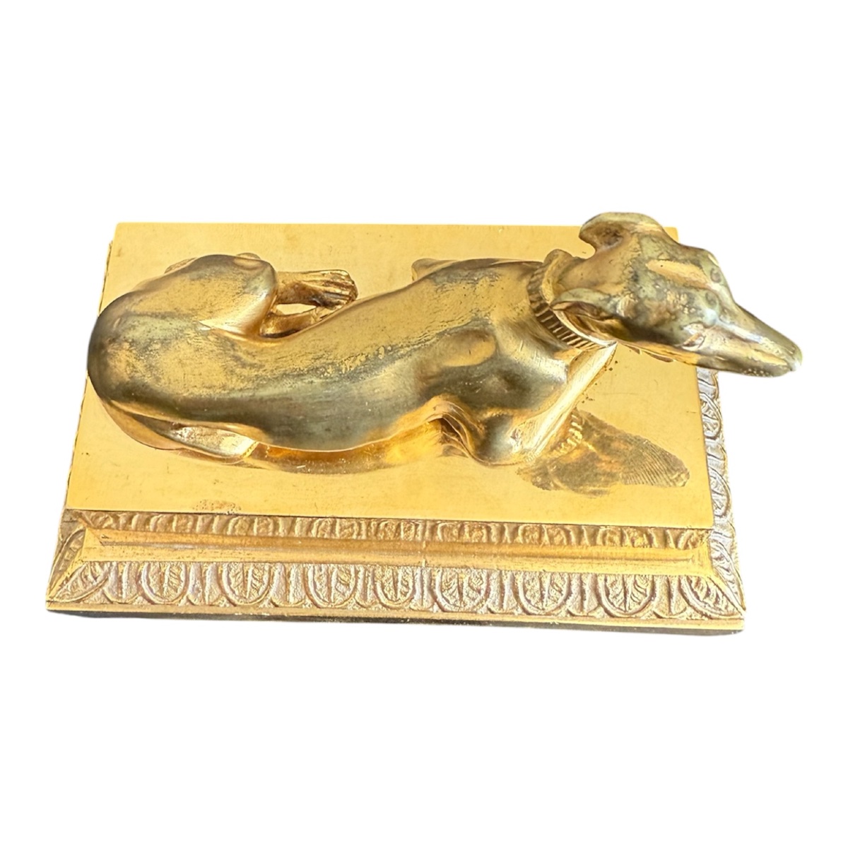 Gilded Bronze Imperial Greyhound On A Base – Display Piece -photo-2