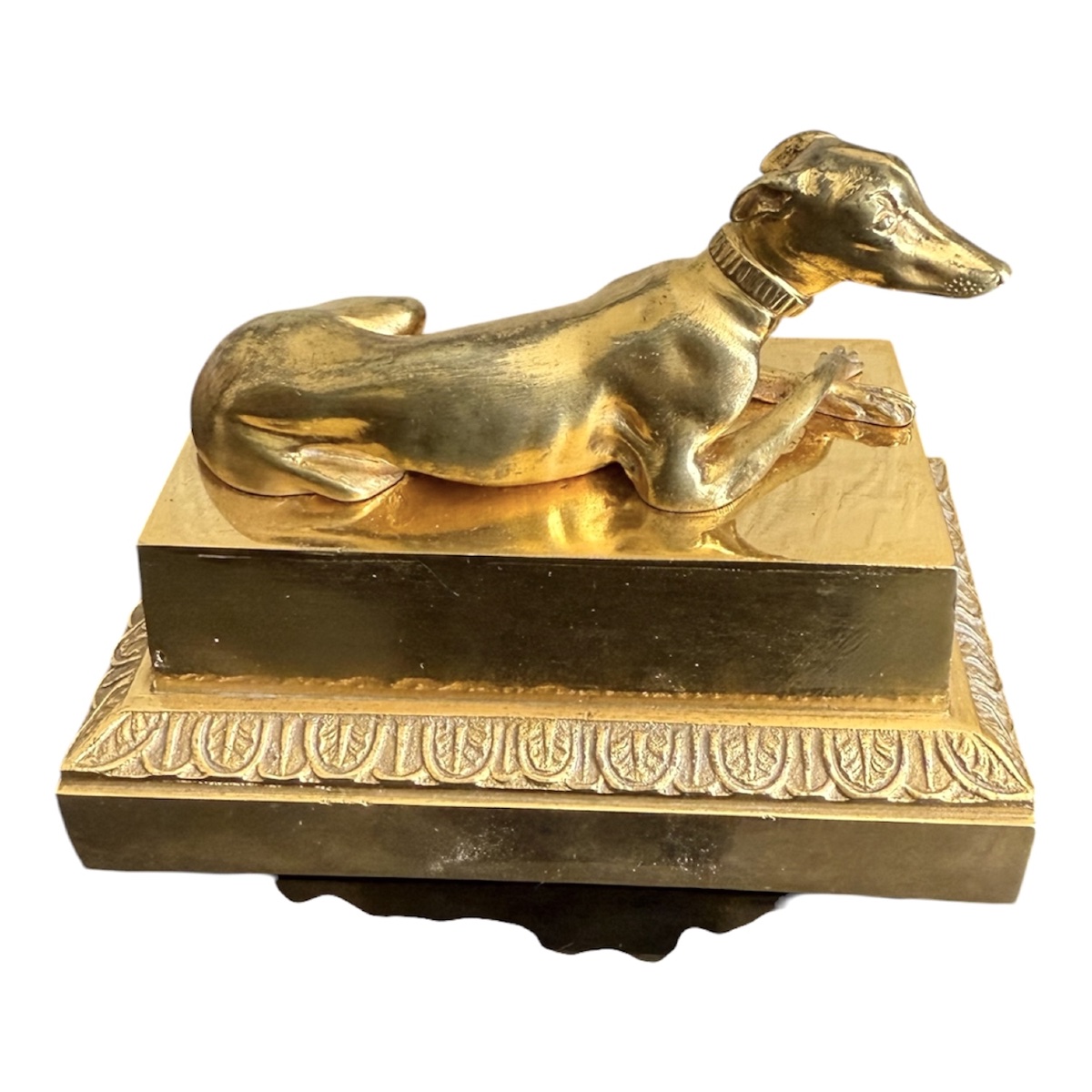 Gilded Bronze Imperial Greyhound On A Base – Display Piece -photo-1
