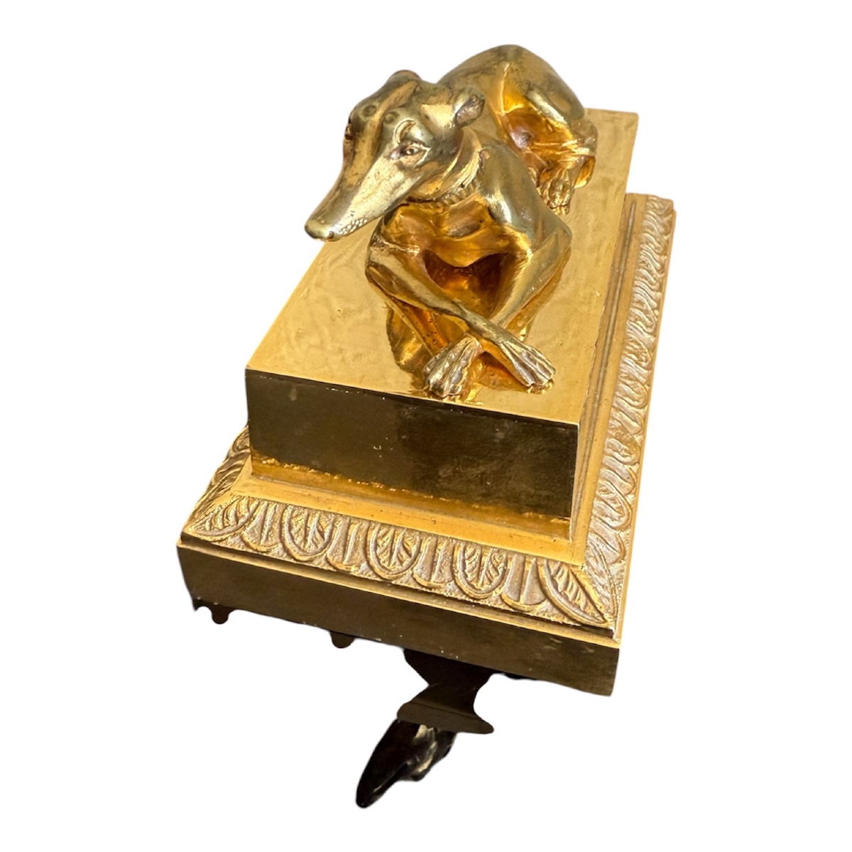 Gilded Bronze Imperial Greyhound On A Base – Display Piece -photo-2