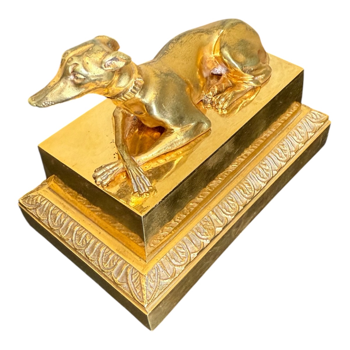 Gilded Bronze Imperial Greyhound On A Base – Display Piece 