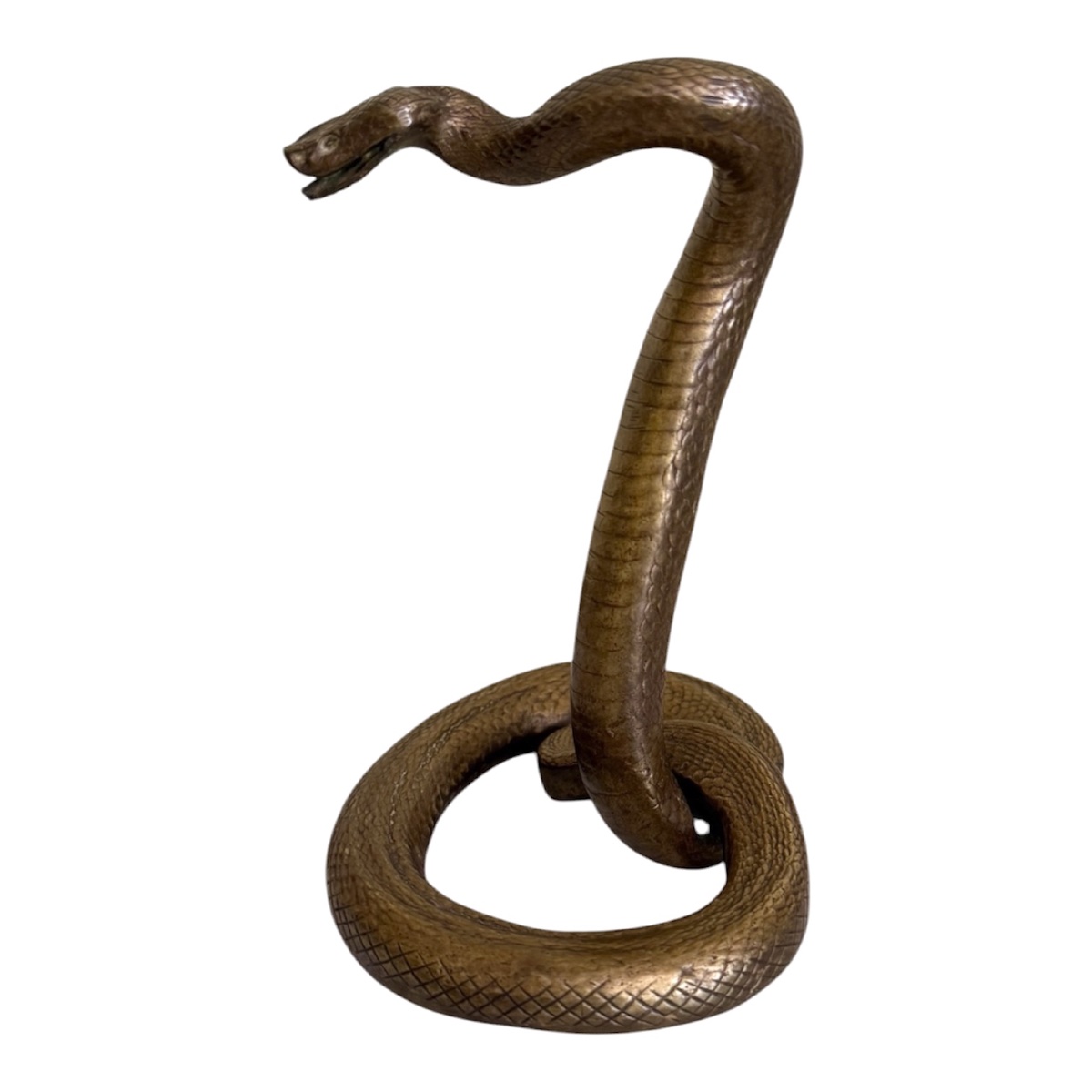 Ancien Serpent Cobra Dressé en Bronze patiné -photo-2