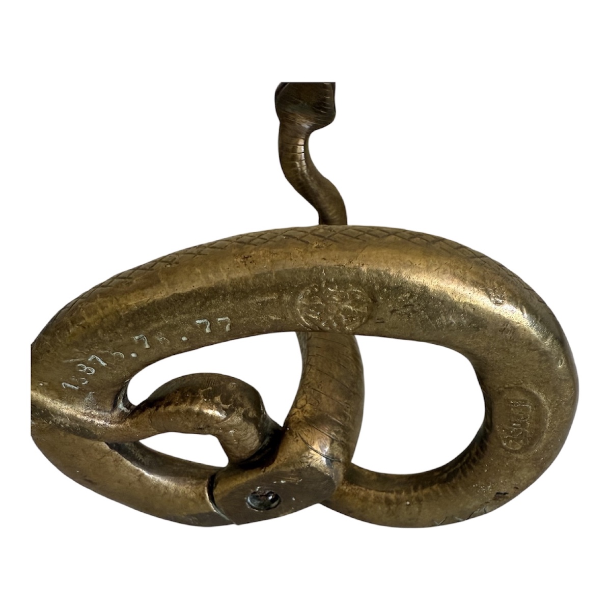 Ancien Serpent Cobra Dressé en Bronze patiné -photo-1