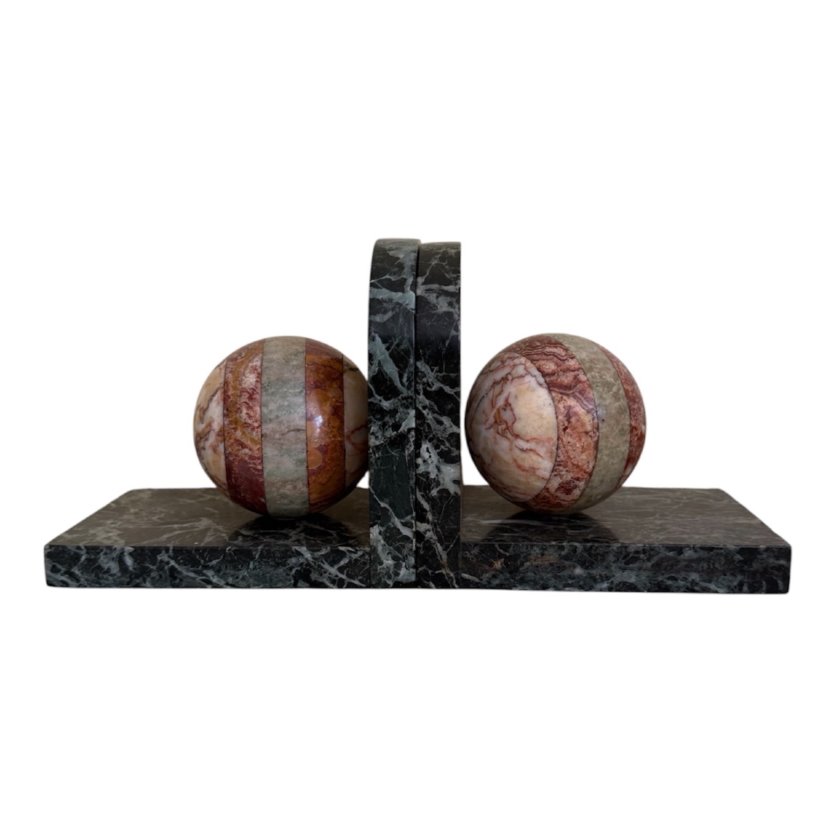 Pair Of Art Deco Bookends Made Of Marble Inlay -photo-4