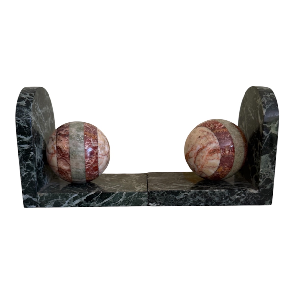 Pair Of Art Deco Bookends Made Of Marble Inlay -photo-1