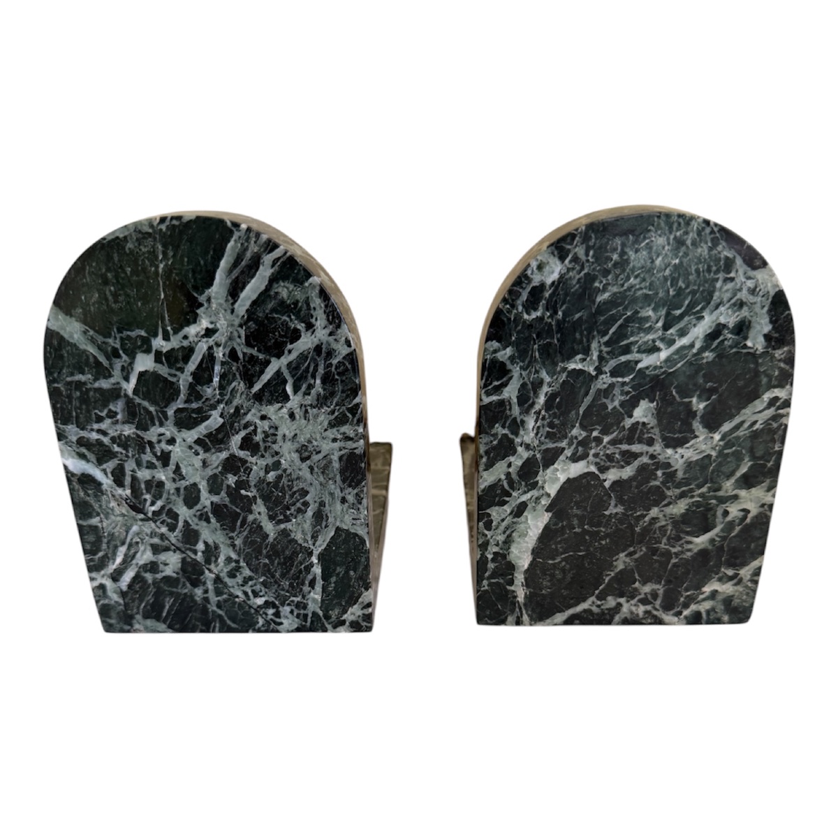 Pair Of Art Deco Bookends Made Of Marble Inlay -photo-2