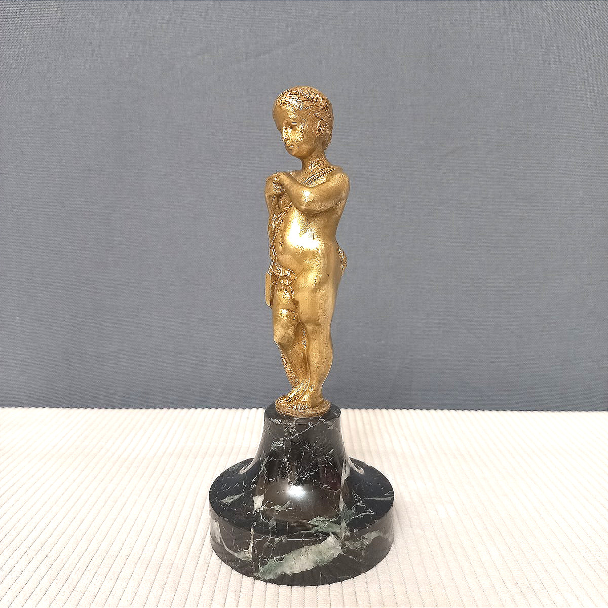 Cupidon statuette en bronze et marbre XIXe-photo-1