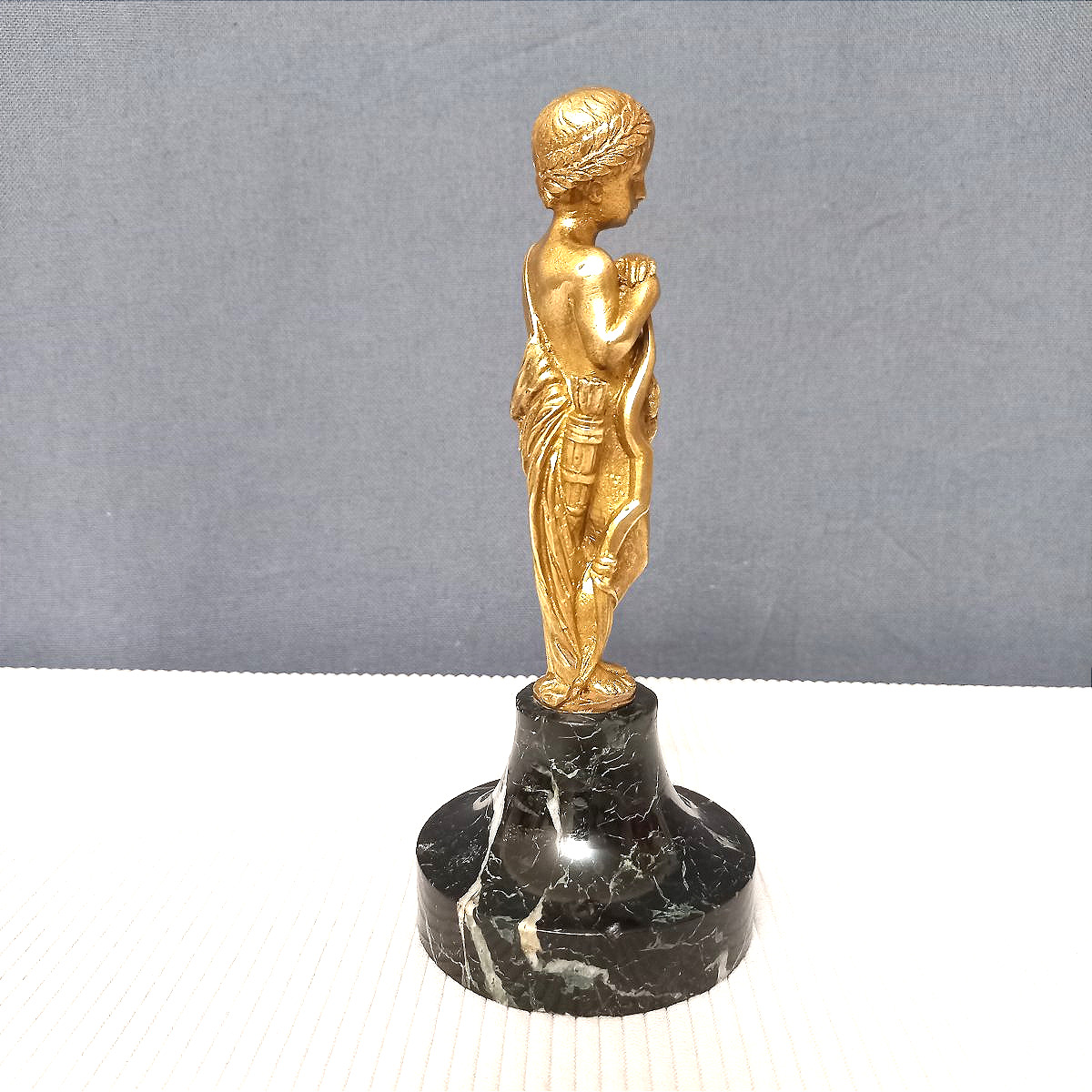Cupidon statuette en bronze et marbre XIXe-photo-2