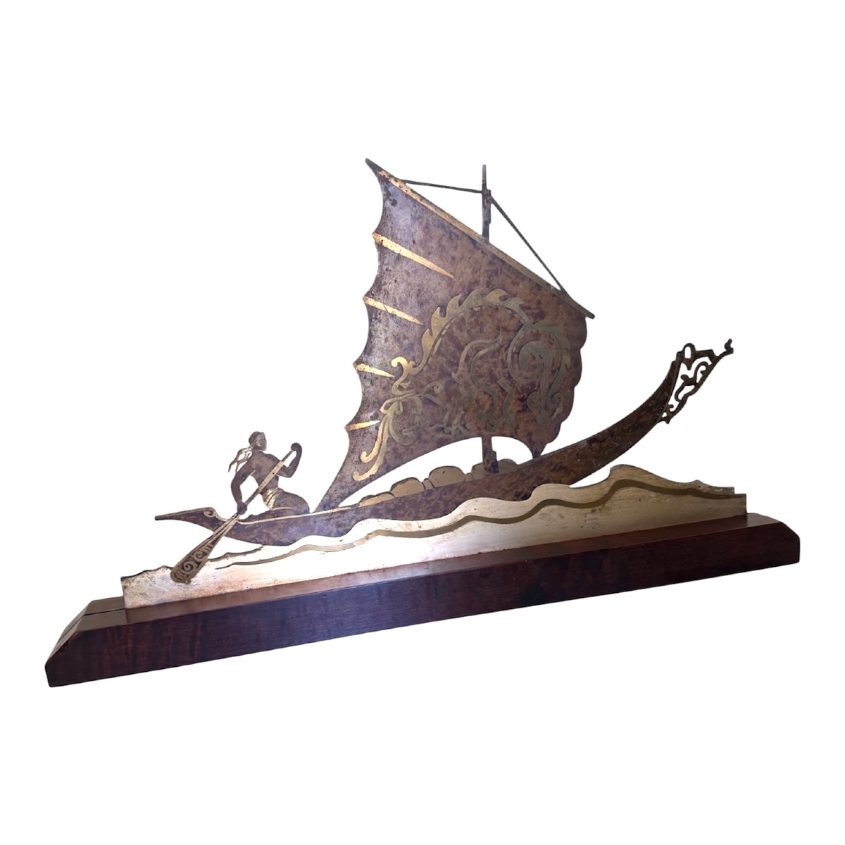 Sculpture Art Déco "Pirogue " signée L. GERFAUX – Circa 1930-photo-2