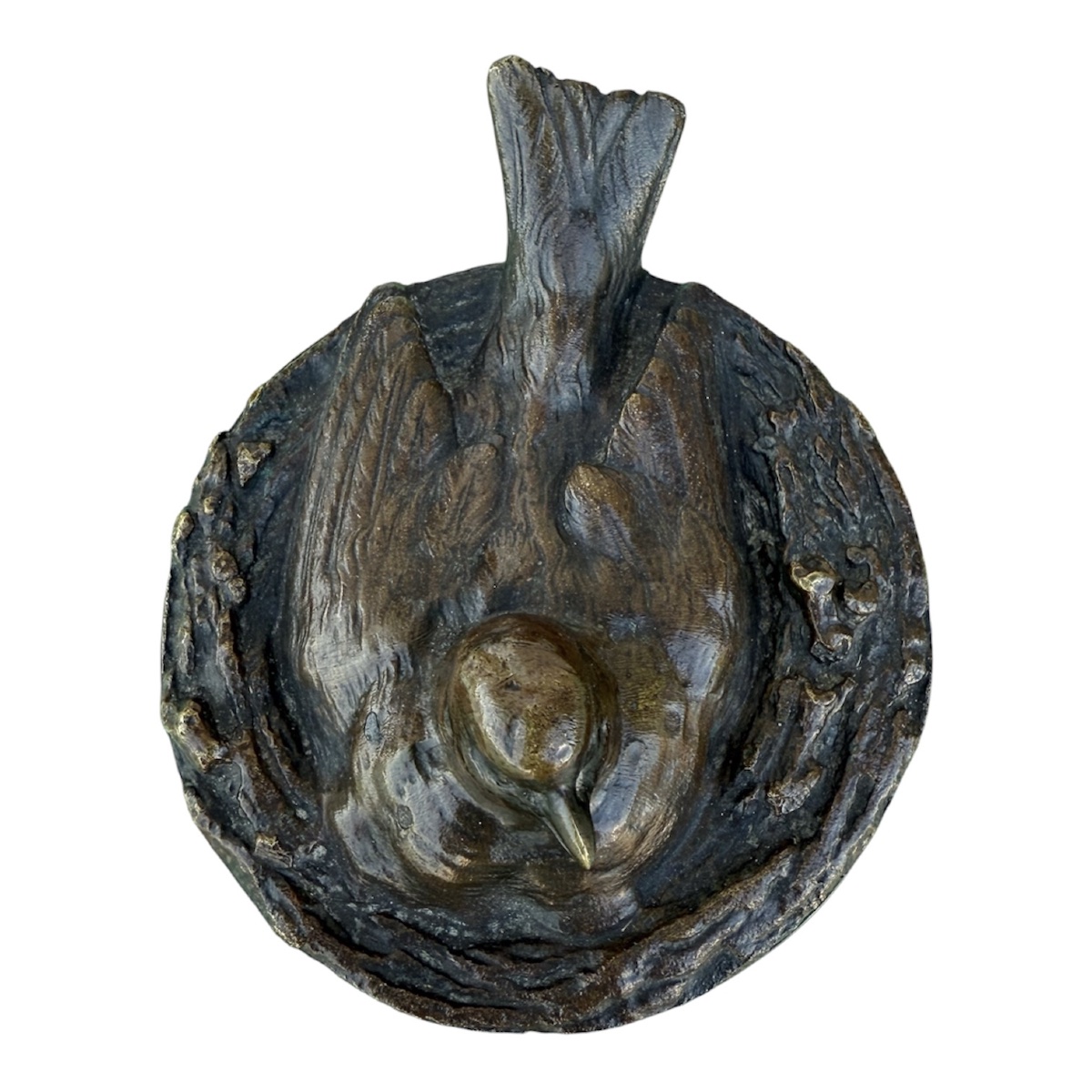 19th-century Bronze Jewelry Box, “bird On Its Nest”-photo-3
