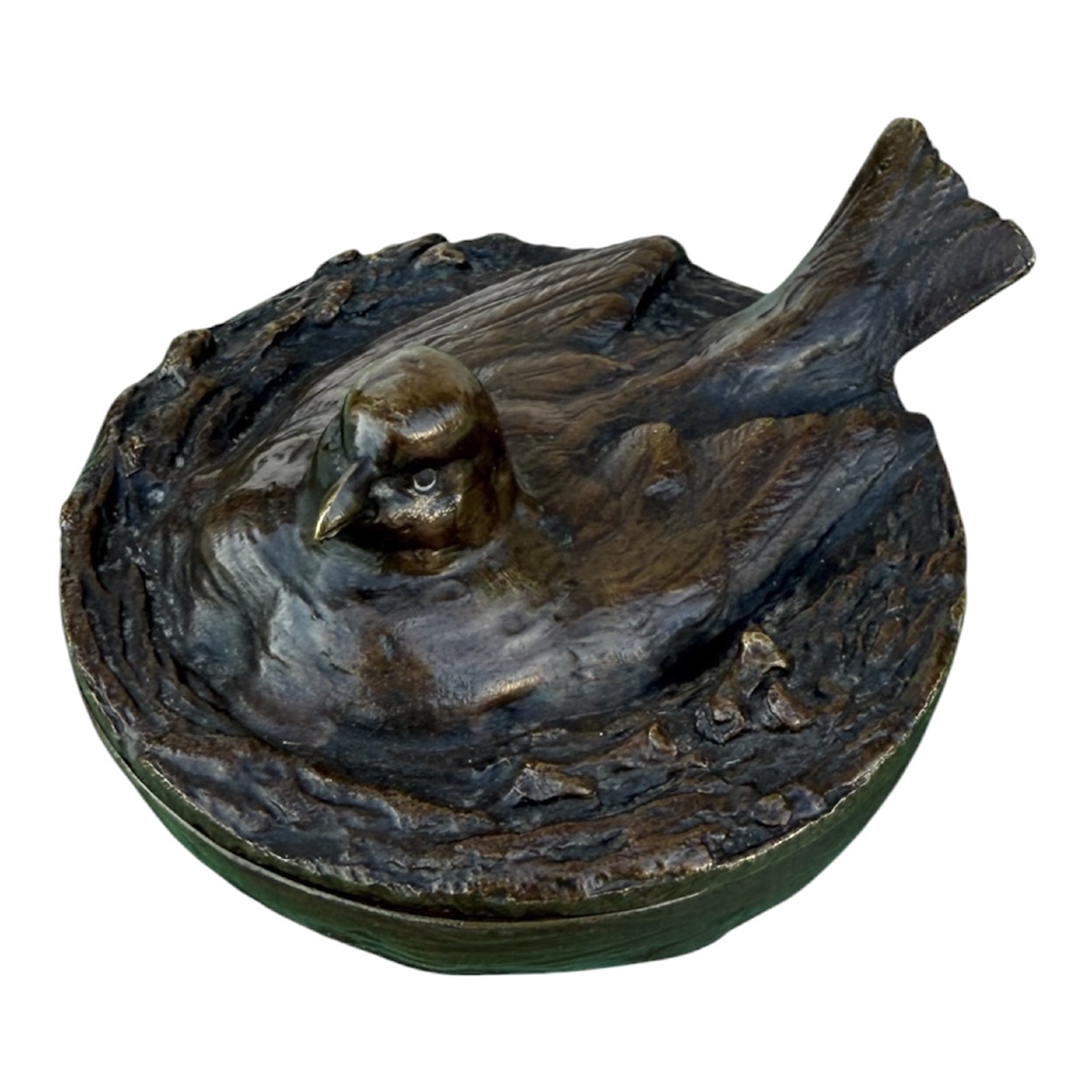 19th-century Bronze Jewelry Box, “bird On Its Nest”-photo-3