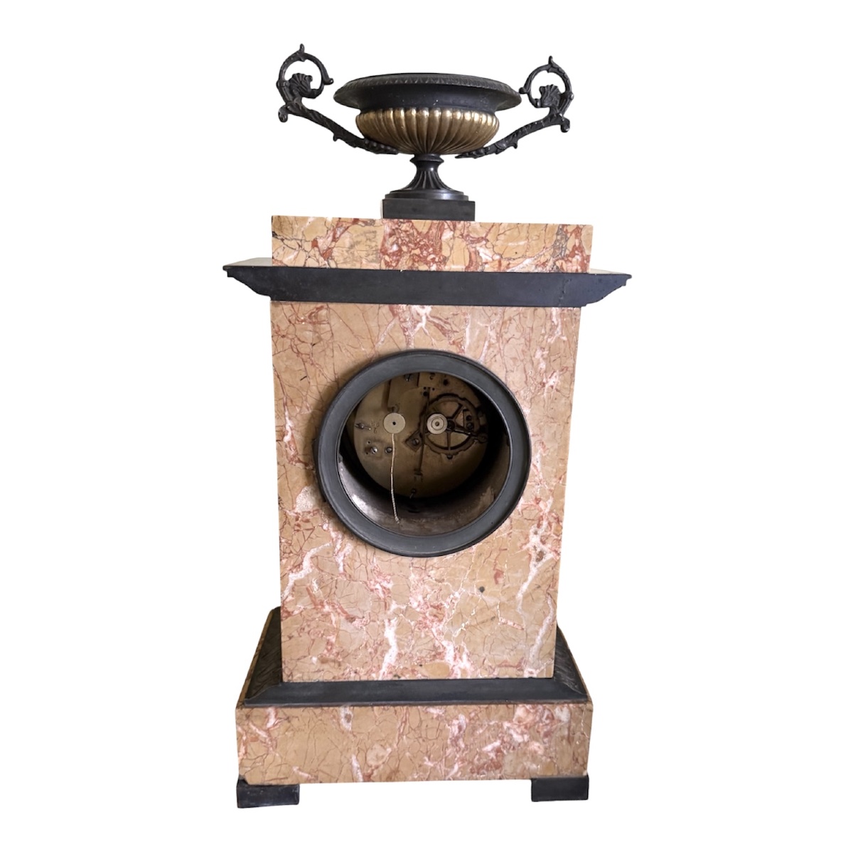 Empire/restoration-style Marble And Patinated Bronze Grandfather Clock-photo-2