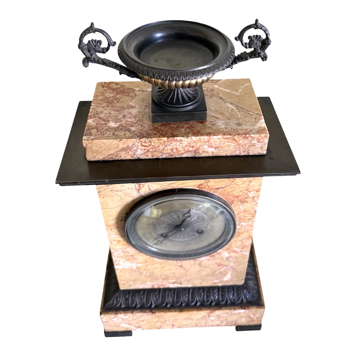 Empire/restoration-style Marble And Patinated Bronze Grandfather Clock-photo-3