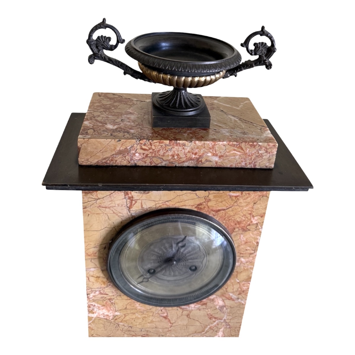 Empire/restoration-style Marble And Patinated Bronze Grandfather Clock-photo-3
