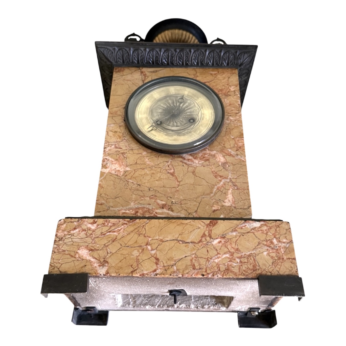 Empire/restoration-style Marble And Patinated Bronze Grandfather Clock-photo-5