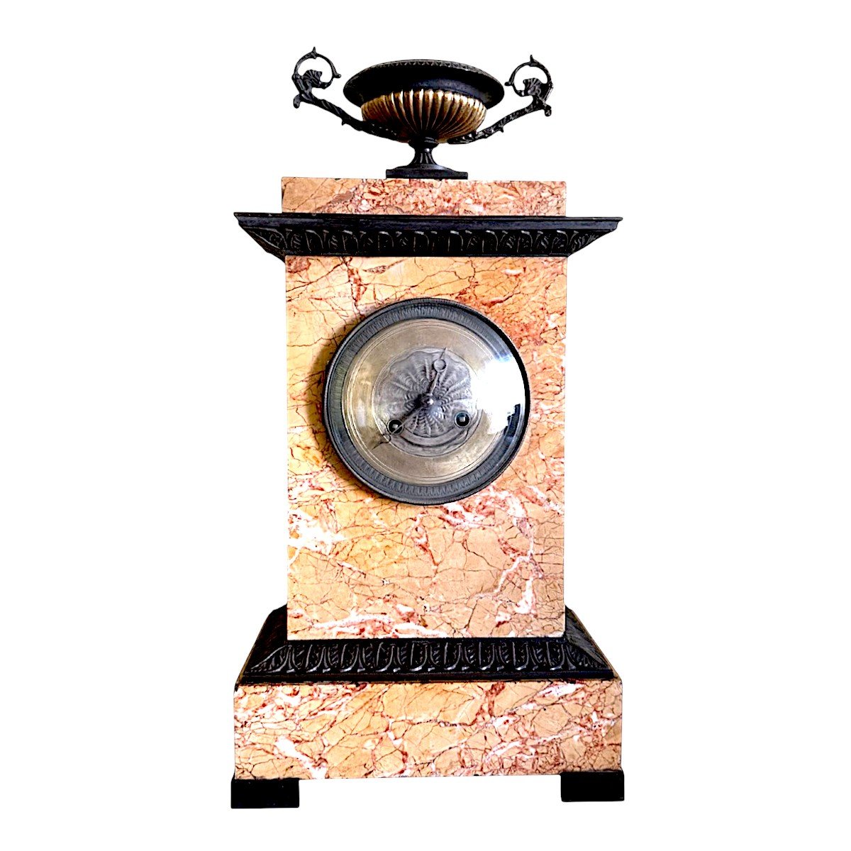Empire/restoration-style Marble And Patinated Bronze Grandfather Clock