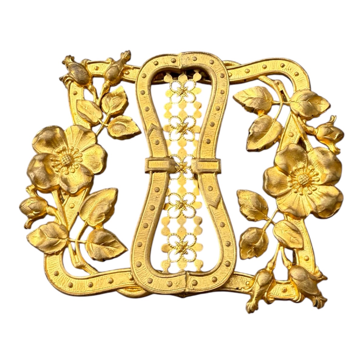 Boucle de Ceinture -Cape Art Nouveau en Métal Doré-photo-2