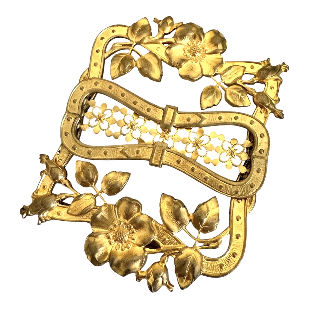 Boucle de Ceinture -Cape Art Nouveau en Métal Doré-photo-3
