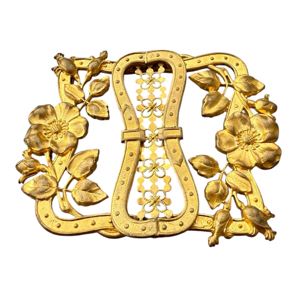 Boucle de Ceinture -Cape Art Nouveau en Métal Doré-photo-1