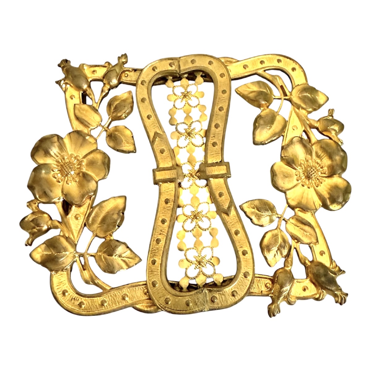 Boucle de Ceinture -Cape Art Nouveau en Métal Doré-photo-2