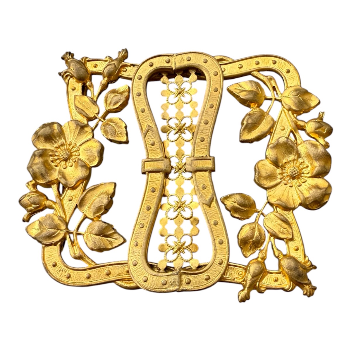 Boucle de Ceinture -Cape Art Nouveau en Métal Doré