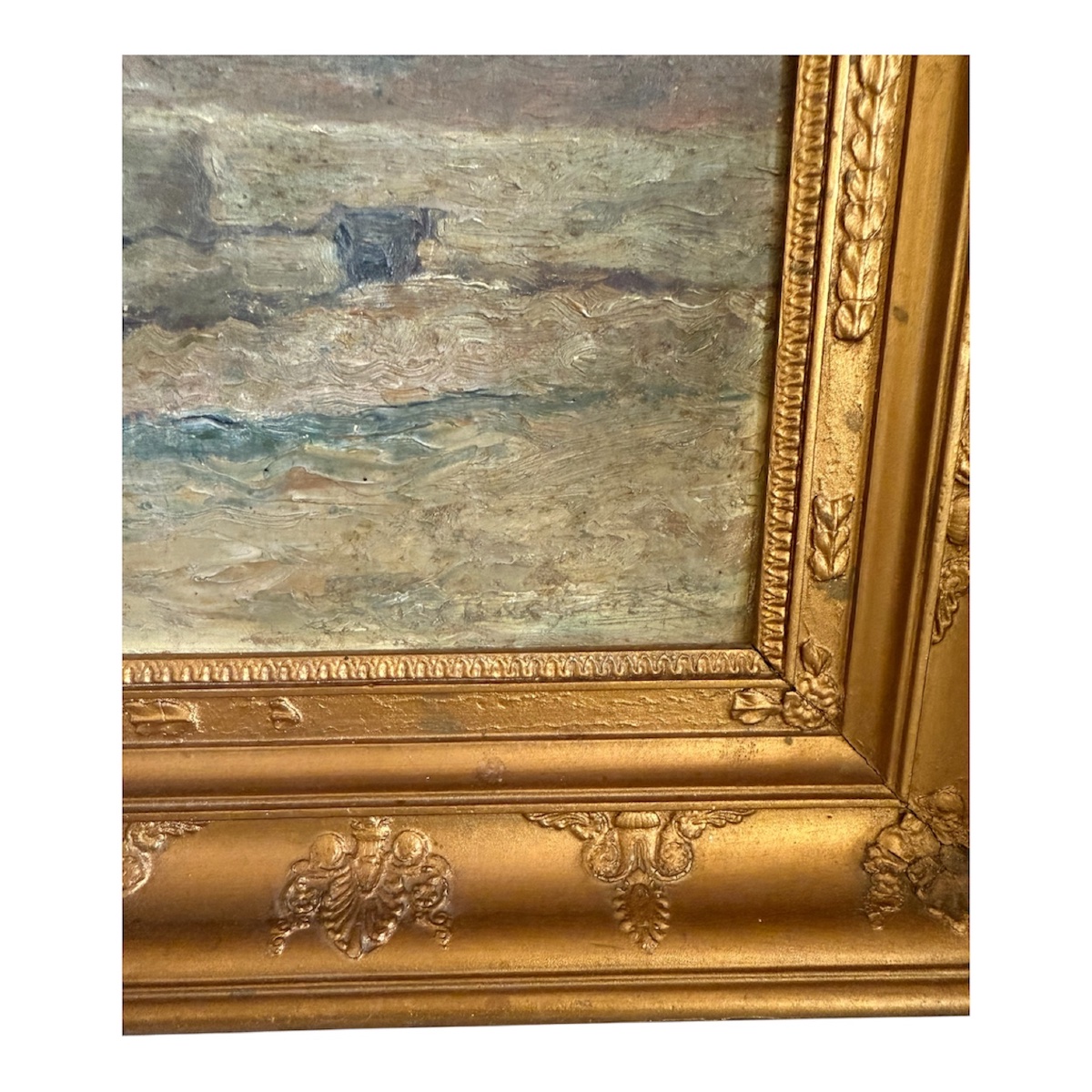 Tableau XIXe/XXe - Scène Rurale Cour de Ferme - Huile sur Carton Pochade Se-photo-1